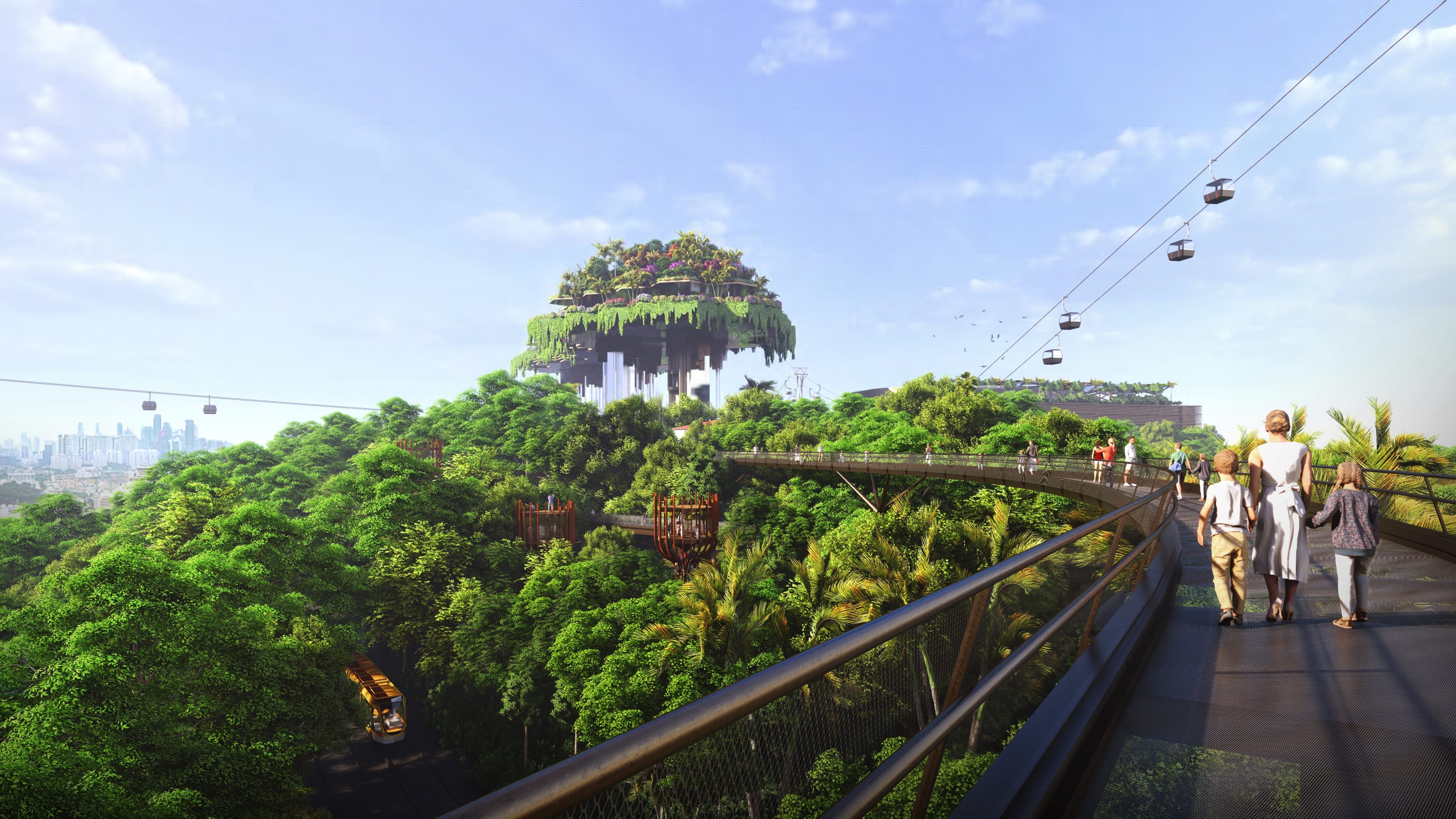Render of people walking on Imbiah Canopy